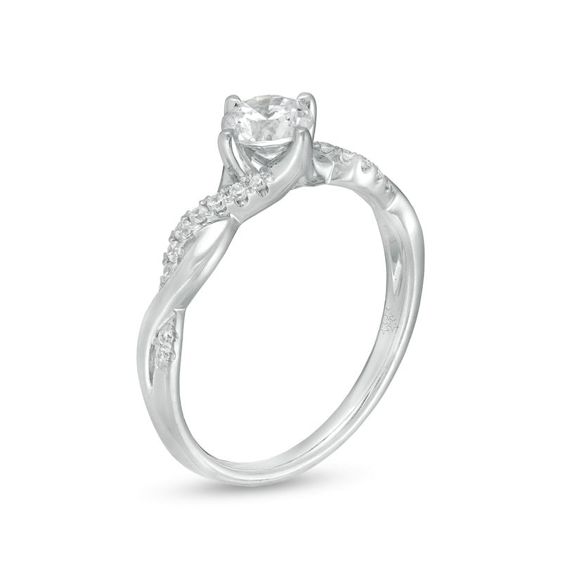 1/2 CT. T.W. Diamond Twist Shank Engagement Ring in 14K White Gold