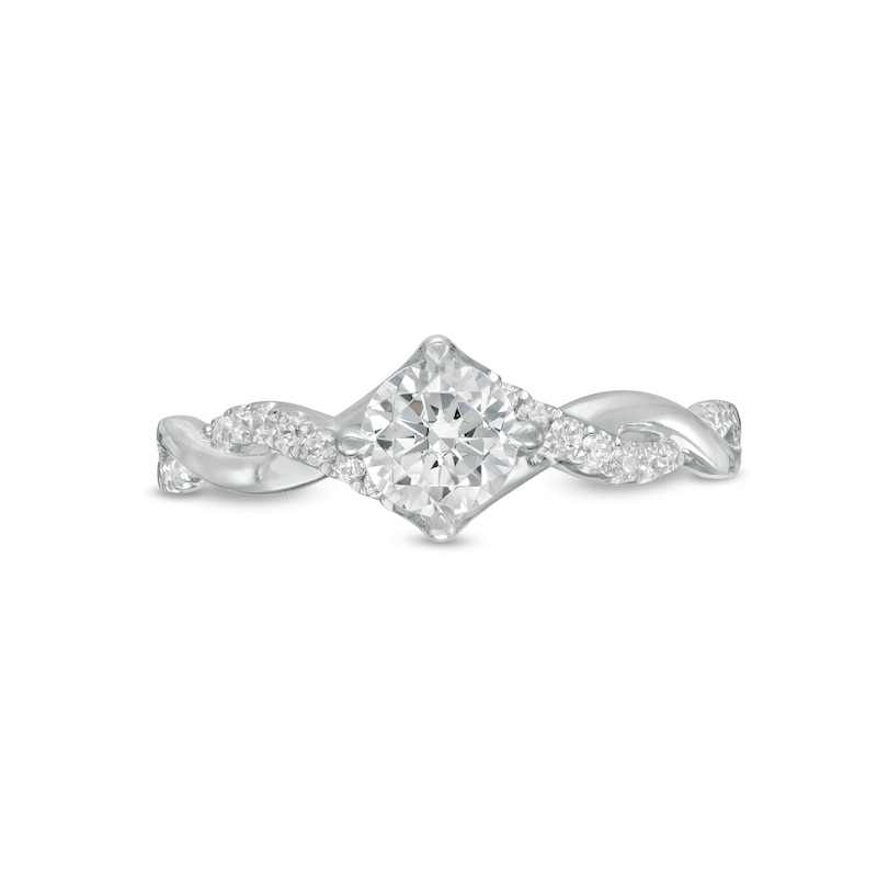 1/2 CT. T.W. Diamond Twist Shank Engagement Ring in 14K White Gold
