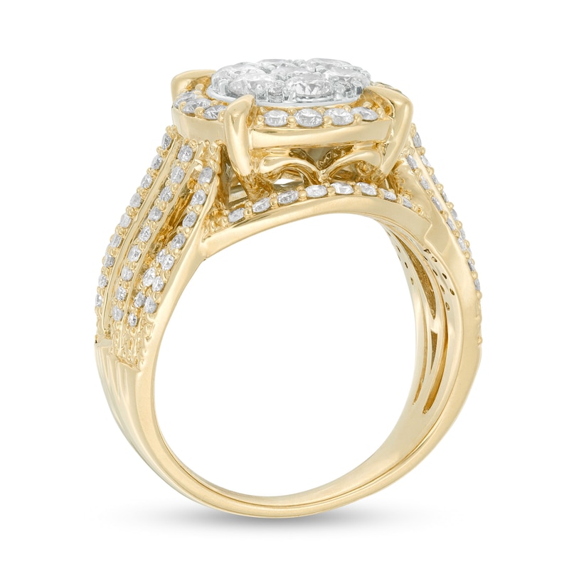 Main Image 2 of 2 CT. T.W. Composite Diamond Frame Multi-Row Engagement Ring in 10K Gold