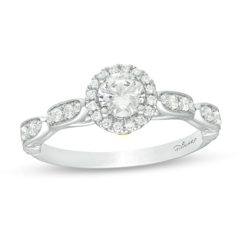 Main Image 1 of Enchanted Disney Tiana 3/4 CT. T.W. Diamond Frame Engagement Ring in 14K Two-Tone Gold