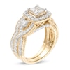 Thumbnail Image 2 of 2 CT. T.W. Princess-Cut Diamond Twist Shank Vintage-Style Bridal Set in 14K Gold