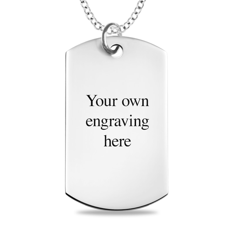 Main Image 3 of Engravable Map Dog Tag Pendant in Sterling Silver (1 Address and 4 Lines)