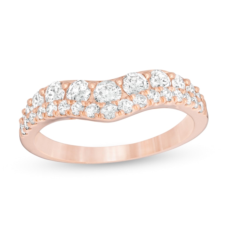 1 CT. T.W. Diamond Double Row Contour Anniversary Band in 14K Rose Gold