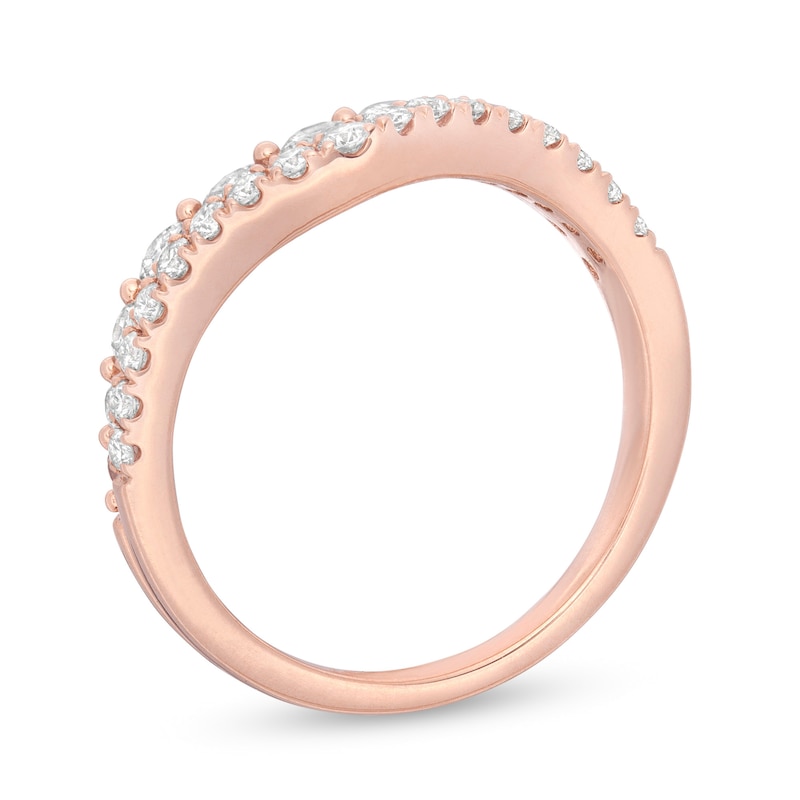 1 CT. T.W. Diamond Double Row Contour Anniversary Band in 14K Rose Gold