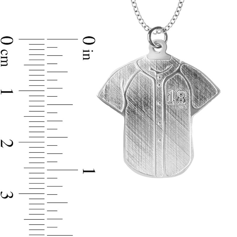 Main Image 4 of Engravable Player Name and Number Textured Baseball Jersey Sport Pendant in Sterling Silver (1 Number and Line)