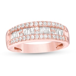 3/4 CT. T.W. Diamond Multi-Row Band in 14K Rose Gold