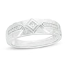 Thumbnail Image 1 of Men's 1/10 CT. T.W. Diamond Geometric Wedding Band in Sterling Silver