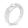 Thumbnail Image 3 of Men's 1/10 CT. T.W. Diamond Geometric Wedding Band in Sterling Silver