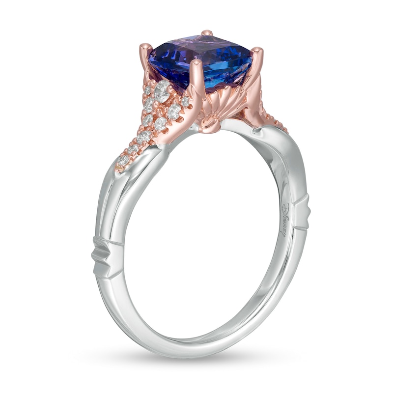 Main Image 2 of Special Edition Enchanted Disney Ariel 7.0mm Tanzanite and 1/5 CT. T.W. Diamond Engagement Ring in 14K Two-Tone Gold