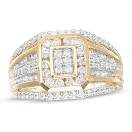 Men's 1 CT. T.W. Composite Diamond Multi-Row Ring in 10K Gold