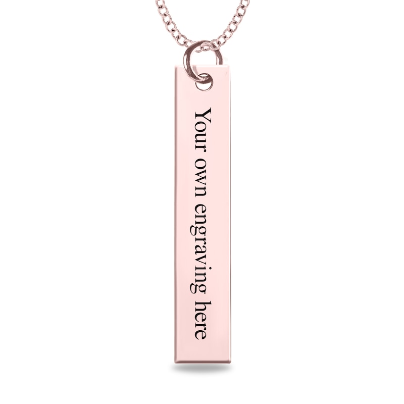 Main Image 3 of Engravable Print Vertical Bar Pendant in 10K White, Yellow or Rose Gold (1 Line)