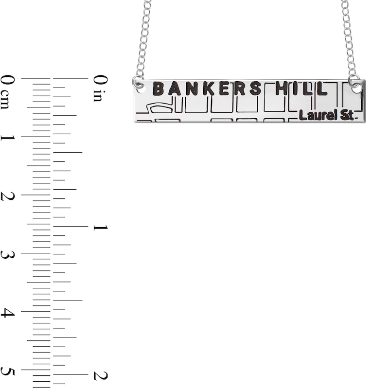 Main Image 4 of Engravable Map Bar Necklace in 10K White, Yellow or Rose Gold (1 Address and Line)