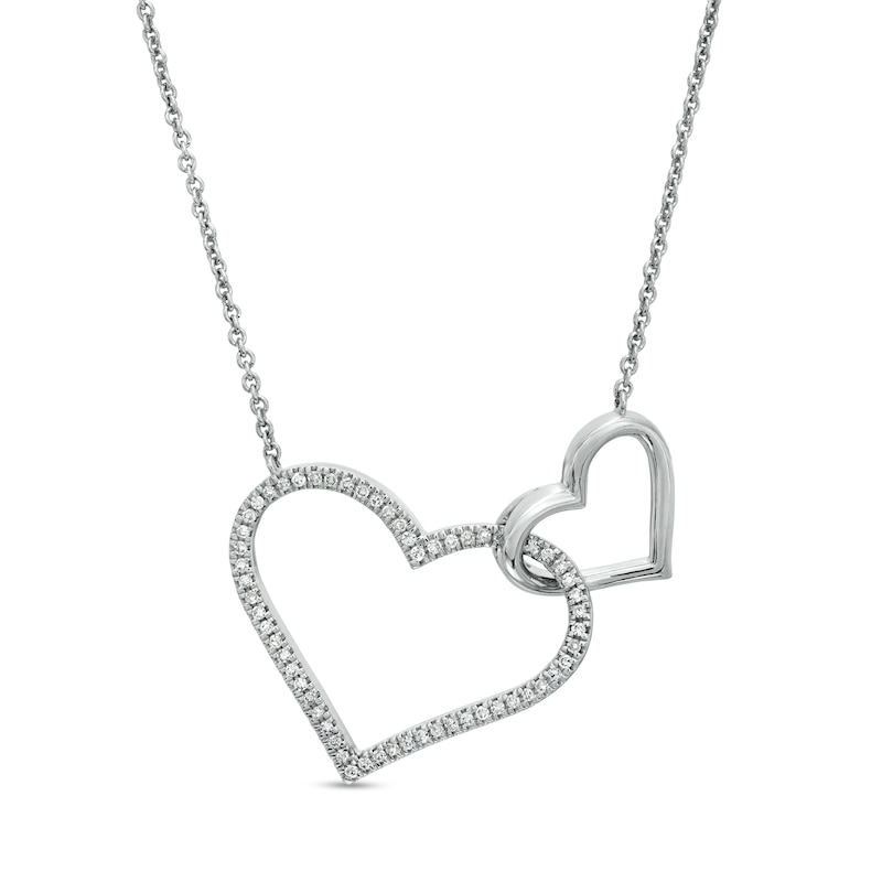 Main Image 1 of Vera Wang Love Collection 1/6 CT. T.W. Diamond Interlocking Double Heart Necklace in Sterling Silver - 19&quot;