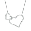 Thumbnail Image 4 of Vera Wang Love Collection 1/6 CT. T.W. Diamond Interlocking Double Heart Necklace in Sterling Silver - 19&quot;