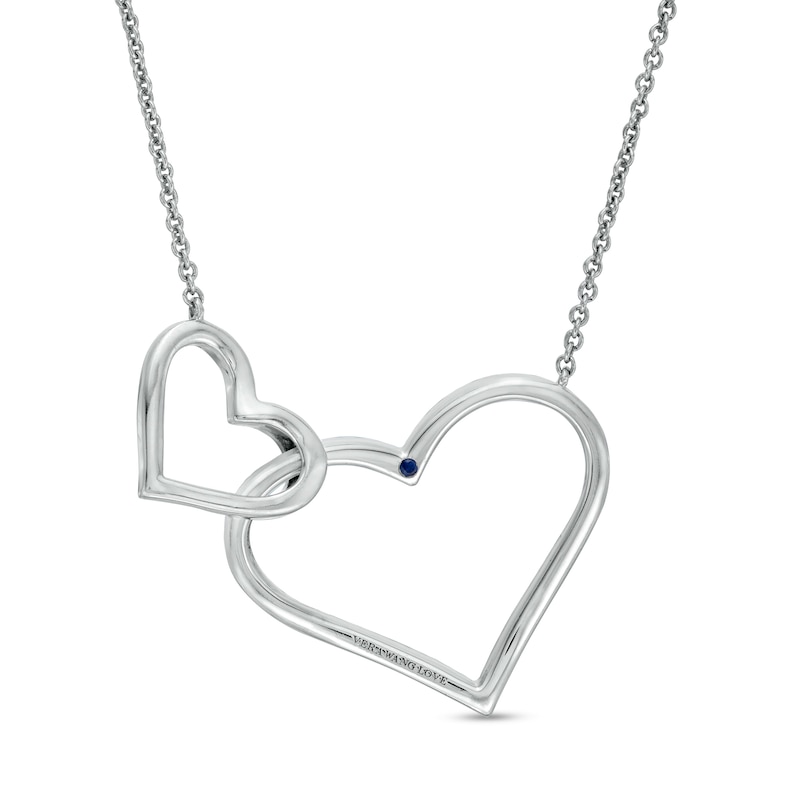 Main Image 4 of Vera Wang Love Collection 1/6 CT. T.W. Diamond Interlocking Double Heart Necklace in Sterling Silver - 19&quot;