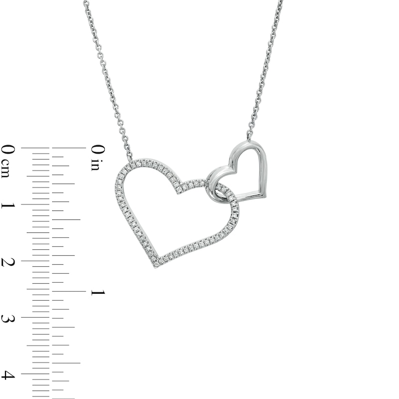 Main Image 5 of Vera Wang Love Collection 1/6 CT. T.W. Diamond Interlocking Double Heart Necklace in Sterling Silver - 19&quot;