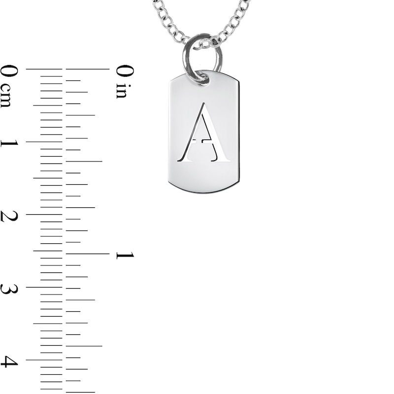 Main Image 3 of Cut-Out Initial Dog Tag Pendant in 14K White, Yellow or Rose Gold (1 Initial)