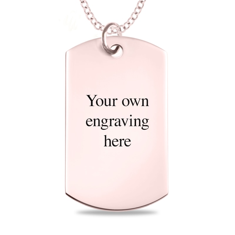 Main Image 3 of Engravable Map Dog Tag Pendant in 14K White, Yellow or Rose Gold (1 Address and 4 Lines)