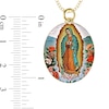 Thumbnail Image 4 of Engravable Enamel Our Lady of Guadalupe Oval Pendant in 14K White, Yellow or Rose Gold (3 Lines)