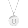 Thumbnail Image 1 of Etched &quot;U&quot; Initial Disc Pendant in 10K White Gold