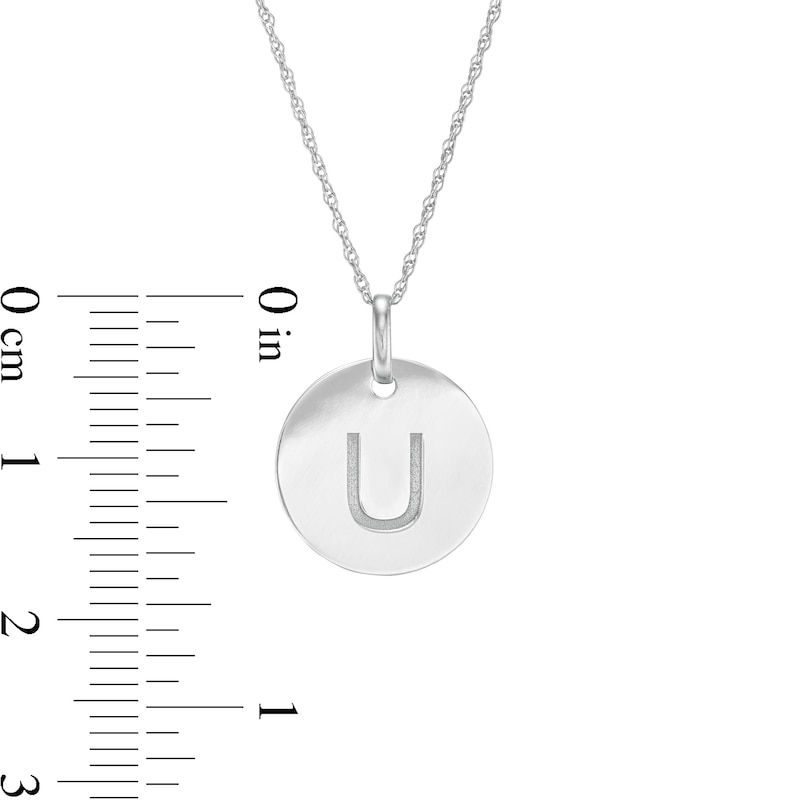 Main Image 2 of Etched &quot;U&quot; Initial Disc Pendant in 10K White Gold