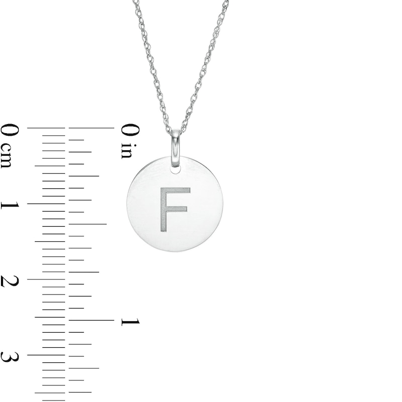 Main Image 2 of Etched &quot;F&quot; Initial Disc Pendant in 10K White Gold