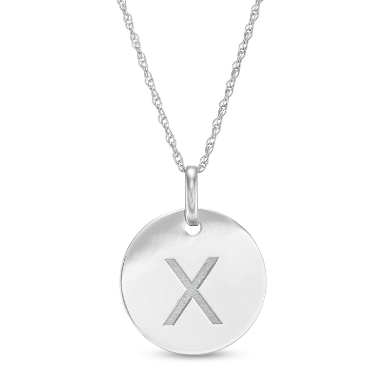 Main Image 1 of Etched &quot;X&quot; Initial Disc Pendant in 10K White Gold