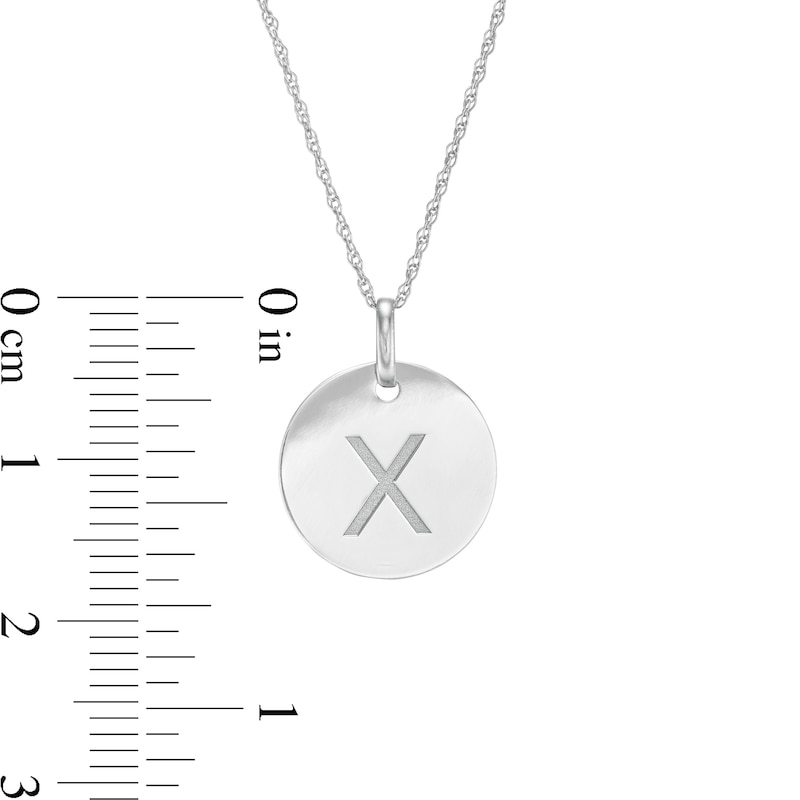 Main Image 2 of Etched &quot;X&quot; Initial Disc Pendant in 10K White Gold