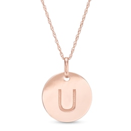 Etched &quot;U&quot; Initial Disc Pendant in 10K Rose Gold