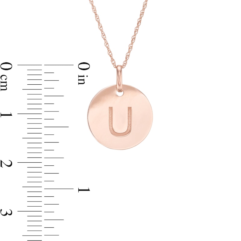 Main Image 2 of Etched &quot;U&quot; Initial Disc Pendant in 10K Rose Gold