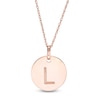 Thumbnail Image 1 of Etched &quot;L&quot; Initial Disc Pendant in 10K Rose Gold