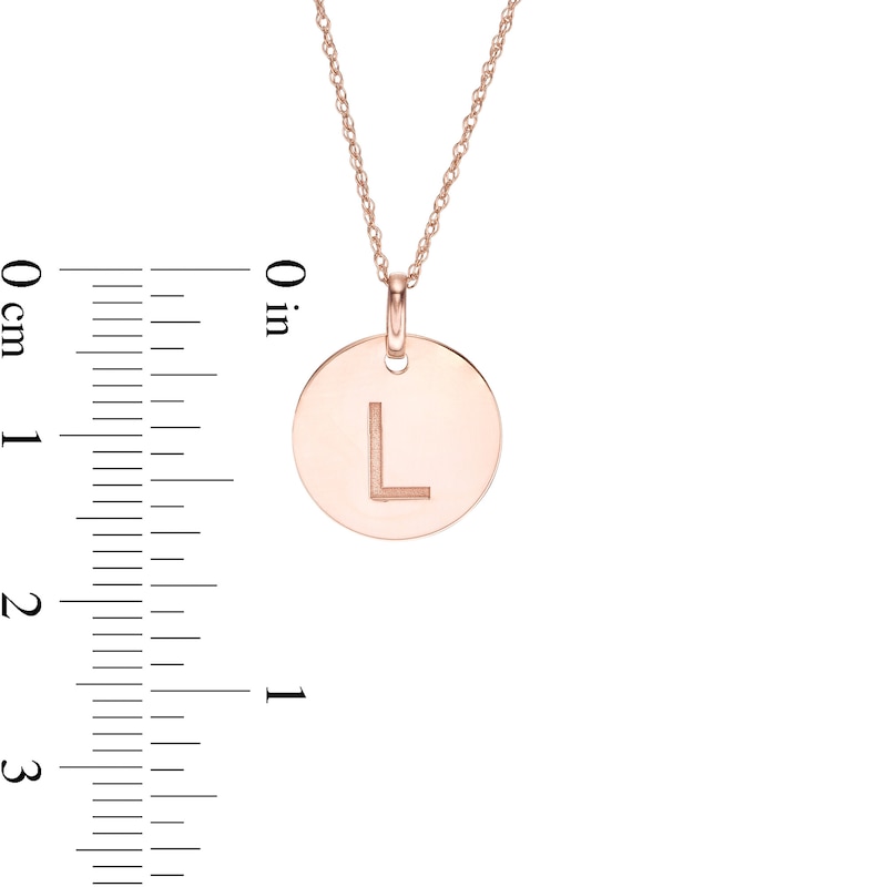 Main Image 2 of Etched &quot;L&quot; Initial Disc Pendant in 10K Rose Gold