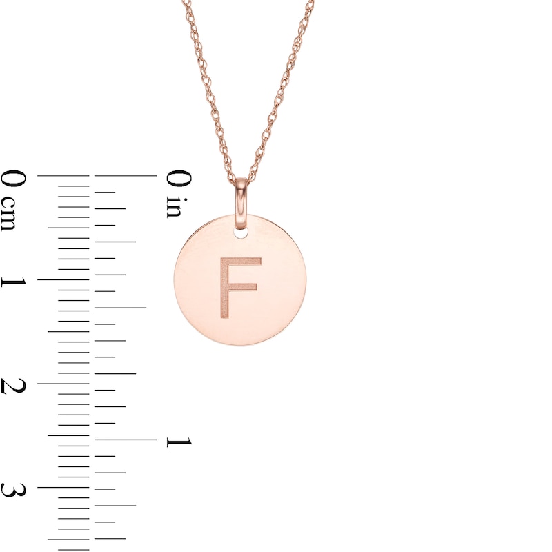 Main Image 2 of Etched &quot;F&quot; Initial Disc Pendant in 10K Rose Gold