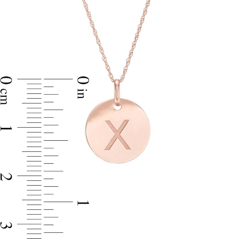 Main Image 2 of Etched &quot;X&quot; Initial Disc Pendant in 10K Rose Gold