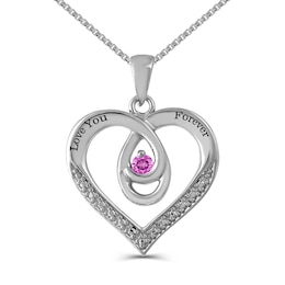 Mother's Birthstone Looping Heart Pendant (1 Stone and 2 Lines)