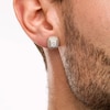 Thumbnail Image 2 of Men's 1 CT. T.W. Multi-Diamond Double Cushion Frame Tiered Stud Earrings in 10K Gold