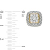 Thumbnail Image 3 of Men's 1 CT. T.W. Multi-Diamond Double Cushion Frame Tiered Stud Earrings in 10K Gold