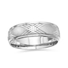 Thumbnail Image 1 of Men's 6.0mm Comfort-Fit Diamond-Cut Criss-Cross Wedding Band in 14K White Gold - Size 10