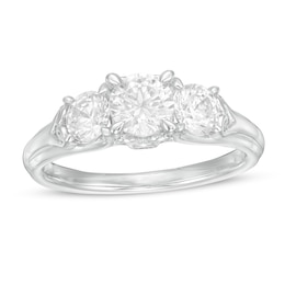 1-1/6 Ct. T.W. Certified Pear-Shaped Diamond Frame Past Present Future Engagement Ring in 14K White Gold (I/I2)