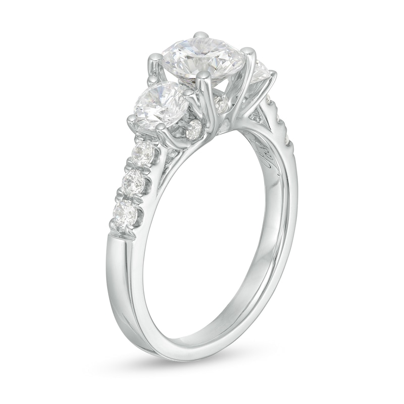 2 CT. T.W. Certified Diamond Past Present Future® Engagement Ring in 14K White Gold (I/I2)