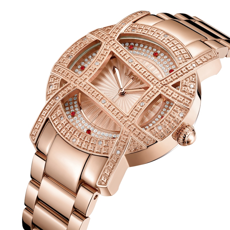 Main Image 3 of Ladies' JBW Olympia 10 YR 1/5 CT. T.W. Diamond and Crystal Accent 18K Rose Gold Plate Watch (Model: JB-6214-10A)