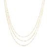 Thumbnail Image 1 of Made in Italy Mirrored Flat-Link and Cable Chain Alternating Triple Strand Bolo Necklace in 14K Gold - 28&quot;