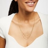 Thumbnail Image 1 of Made in Italy Mirrored Flat-Link and Cable Chain Alternating Triple Strand Bolo Necklace in 14K Gold - 28"