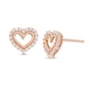 Thumbnail Image 1 of 1/5 CT. T.W. Diamond Heart Outline Stud Earrings in 10K Rose Gold