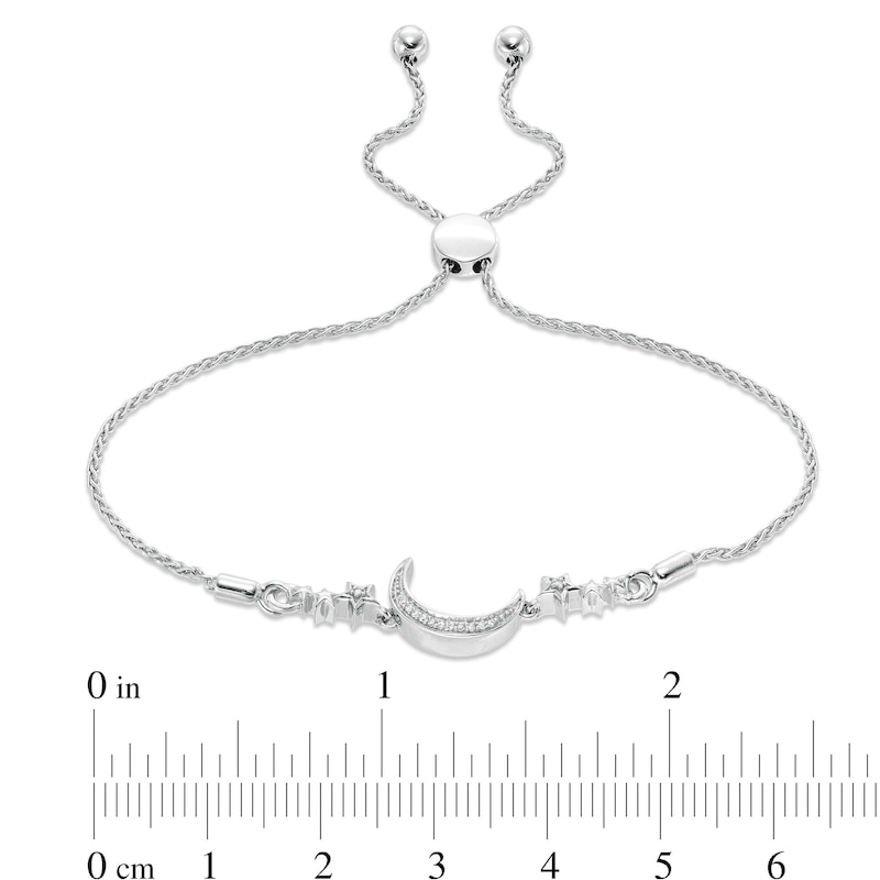 Main Image 3 of Diamond Accent Crescent Moon and Stars Bolo Bracelet in Sterling Silver - 8.0&quot;