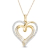 Thumbnail Image 0 of 1/2 CT. T.W. Baguette and Round Diamond Double Swirl Heart Pendant in 10K Gold