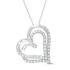 Thumbnail Image 0 of 1 CT. T.W. Diamond Double Swirl Tilted Heart Pendant in 10K White Gold