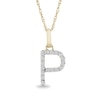 Thumbnail Image 1 of 1/10 CT. T.W. Diamond &quot;P&quot; Initial Pendant in 10K Gold