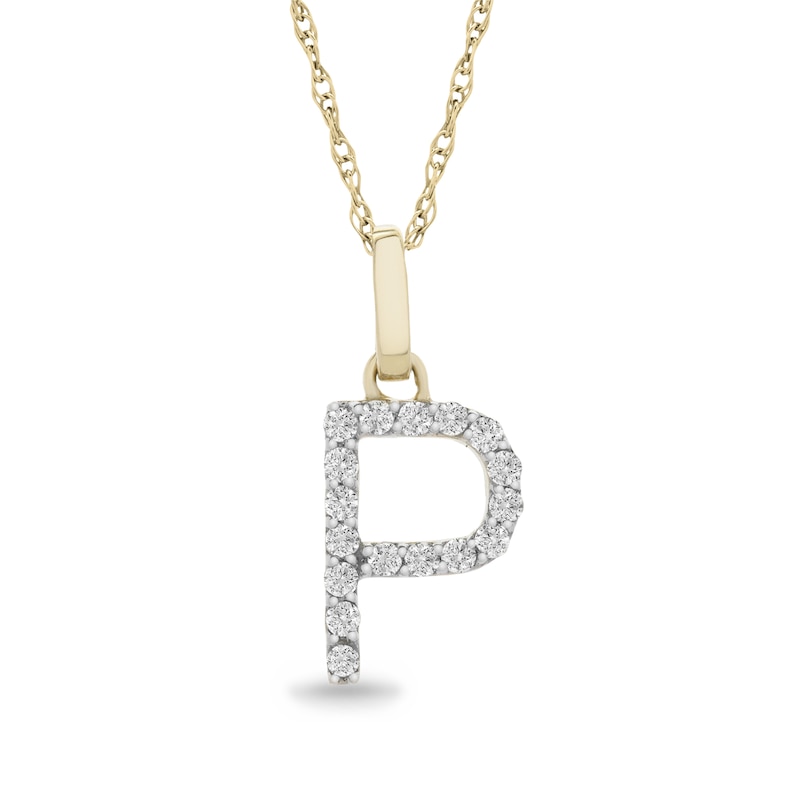 Main Image 1 of 1/10 CT. T.W. Diamond &quot;P&quot; Initial Pendant in 10K Gold