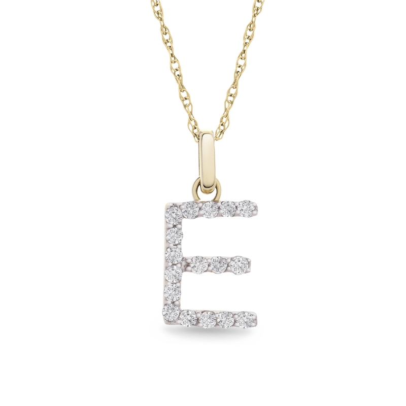 Main Image 1 of 1/10 CT. T.W. Diamond &quot;E&quot; Initial Pendant in 10K Gold